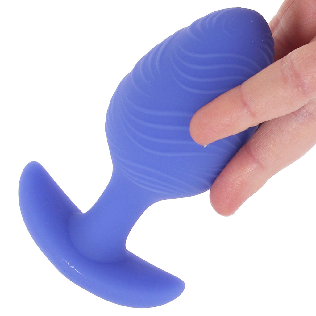 Cheeky Large Glow-In-The-Dark Vibrating Butt Plug in Blue - Image 4