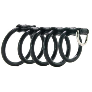 Blue Line 5 Ring Rubber Gates of Hell Cock Cage with Lead