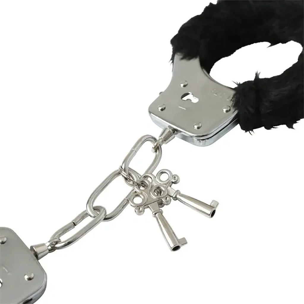 Furry Hand Cuffs in Black - Image 5
