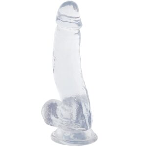Crystal Jellies 7 Inch Curved Ballsy Dildo in Clear