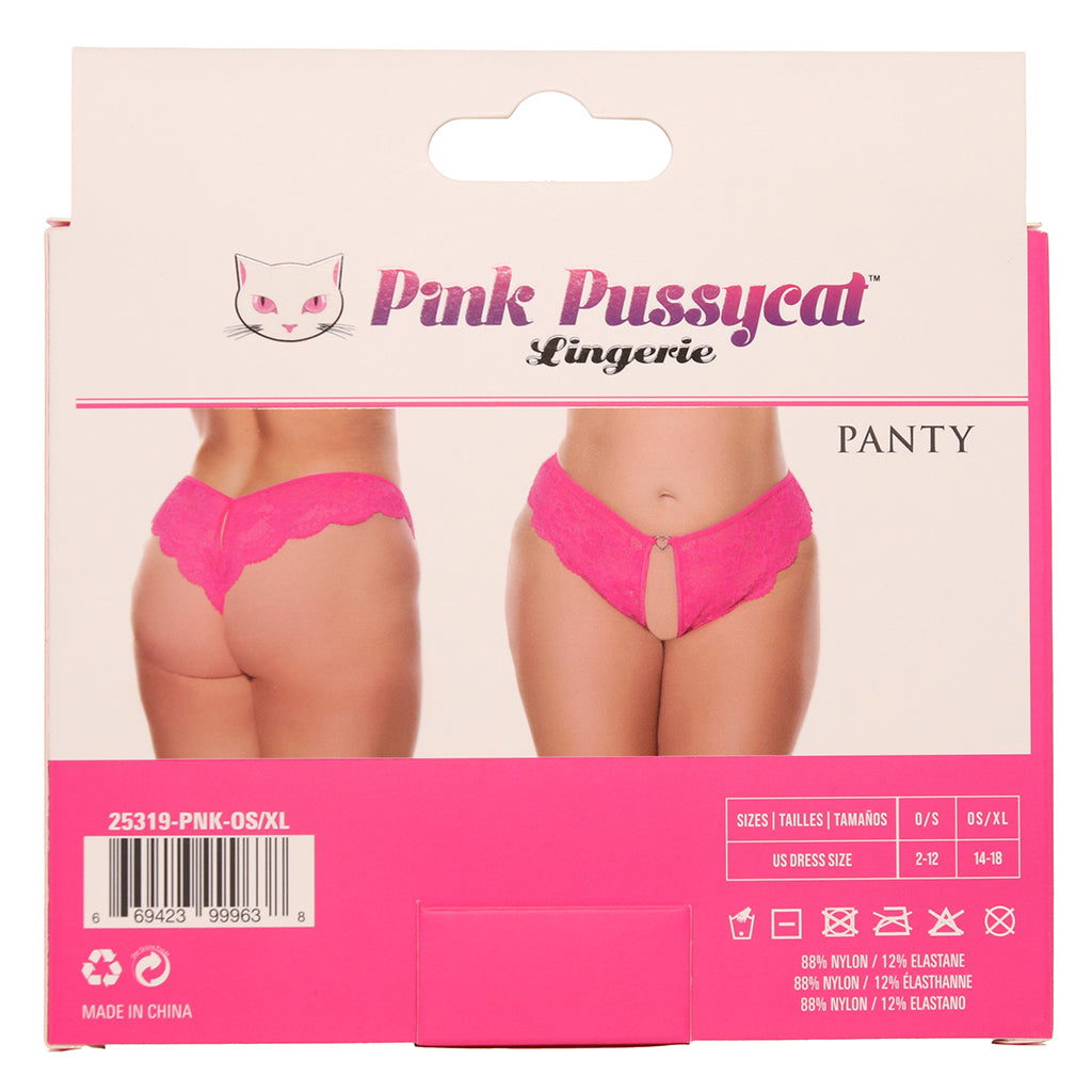 Pink Pussycat Pink Lace Crotchless Panties XL - Image 5